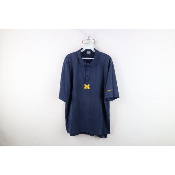 Vtg Nike Mens Large Faded Travis Scott Mini Swoosh University of Michigan Polo - Picture 1 of 16
